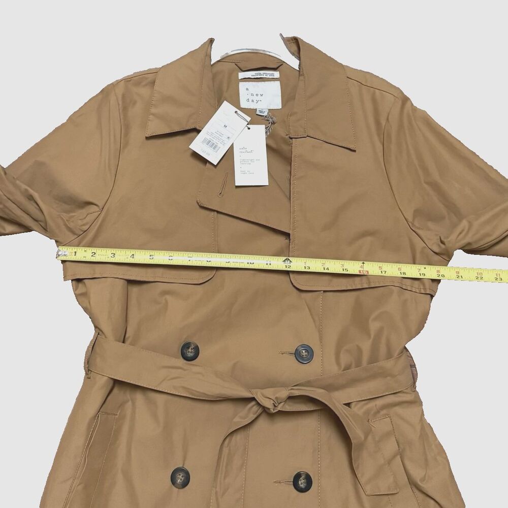 A New Day Women's M Water Resistant Trench Coat Khaki 559337 492830405474 NWT - Picture 4 of 7